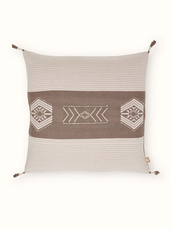 Ridhima Khaki Buta Cotton Naga Handloom Cushion Cover