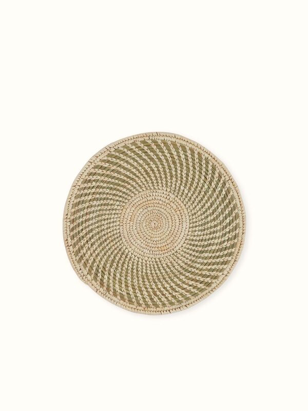 Amodini Light Green Solid Round Natural Fibre Sabai Grass Table Mats (2 Pcs)