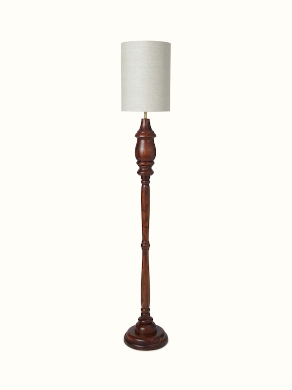 Wood & Cotton Fabric Floor Lamp