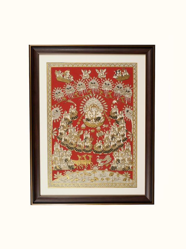 Ganesh Vandana Red Phad Painting