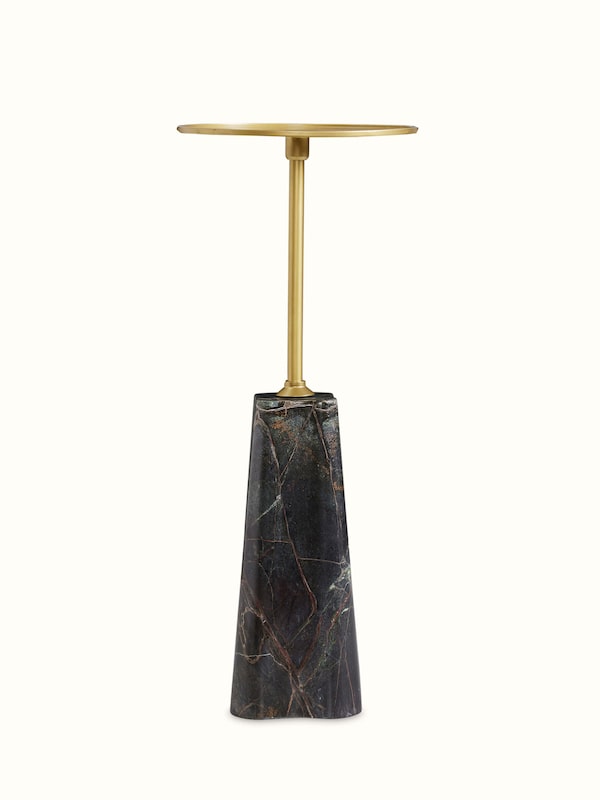 Marble Stone Carving Brass Finish End & Side Table
