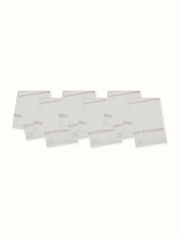 Arth White Stripe Cotton Handloom Dinner Napkins (6 Pcs)