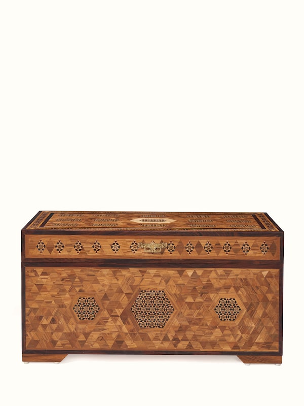 Teak Wood Marquetry Trunk