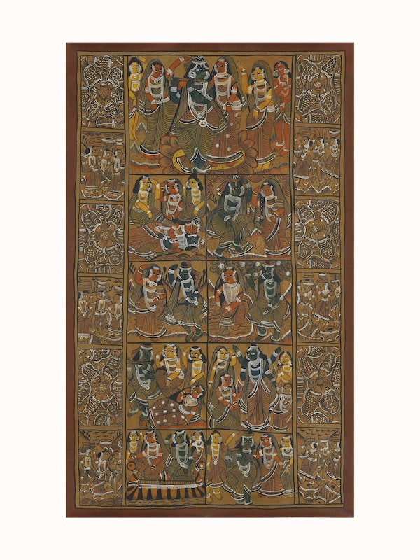 Krishna Story Kalighat Painting