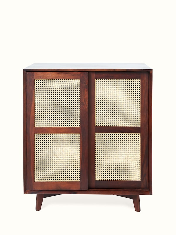 Sheesham Wood & Cane Bar Cabinet