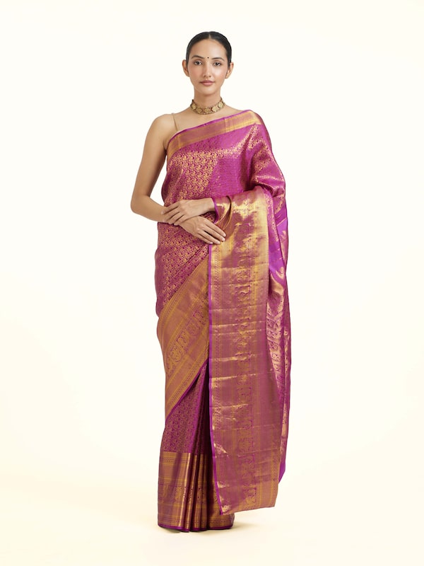 Majenta Silk Handloom Zari Saree