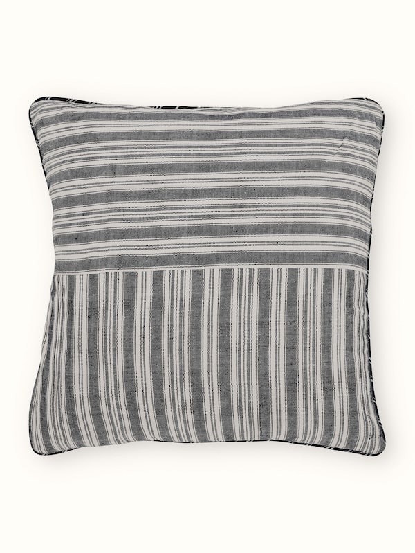 Ujjwal Black Patch Cotton Handloom Cushion Cover