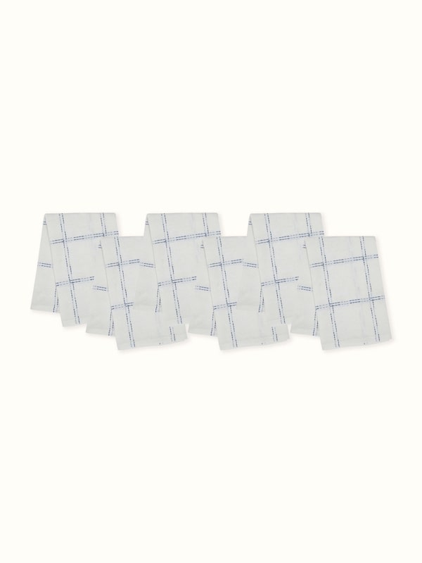 Vastav Indigo Checks Cotton Handloom Dinner Napkins (6 Pcs)