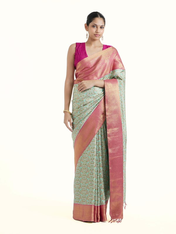Sea Green Silk Kancheepuram Saree