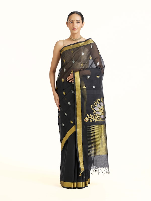 Black Cotton Venkatagiri Saree