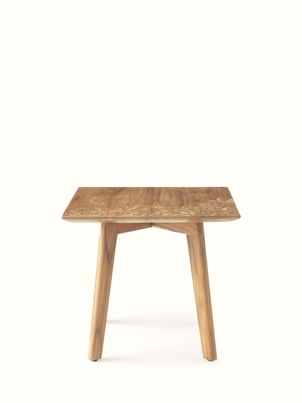 Carved Teak Wood Square Side Table