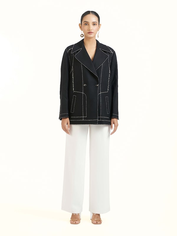 Black Wool Kantha Jacket