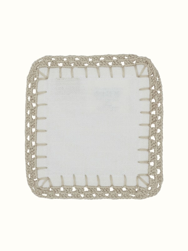 Nityam Ivory Cotton Slub Crochet Coaster (6 Pcs)