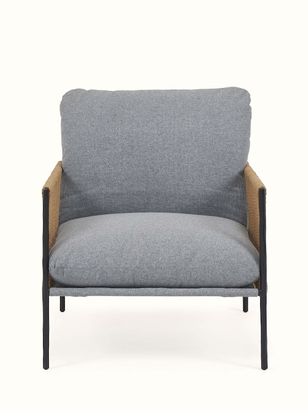 Upholstered Metal Paper Cord Weave Armchair