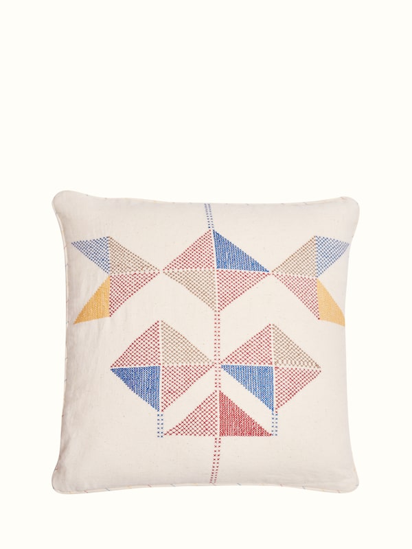 Uttarayan Hand Embroidery Kutch Jat Cotton Cushion Cover