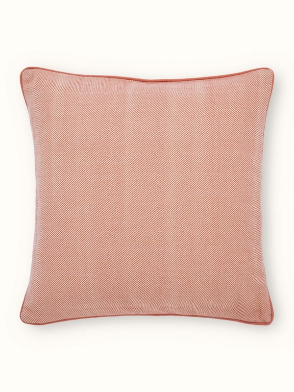 Godna Peach Twill Cotton Handwoven Pattu Cushion Cover
