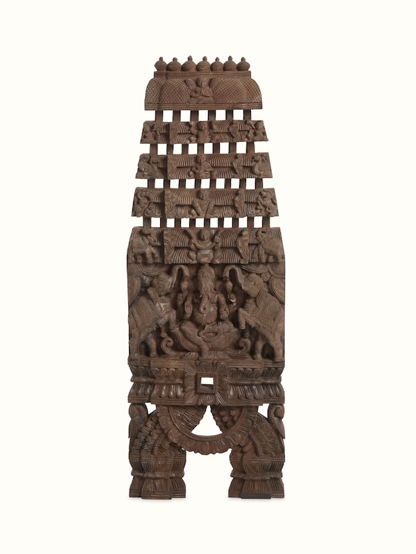 Wood Carved Ganesha Wall Panel
