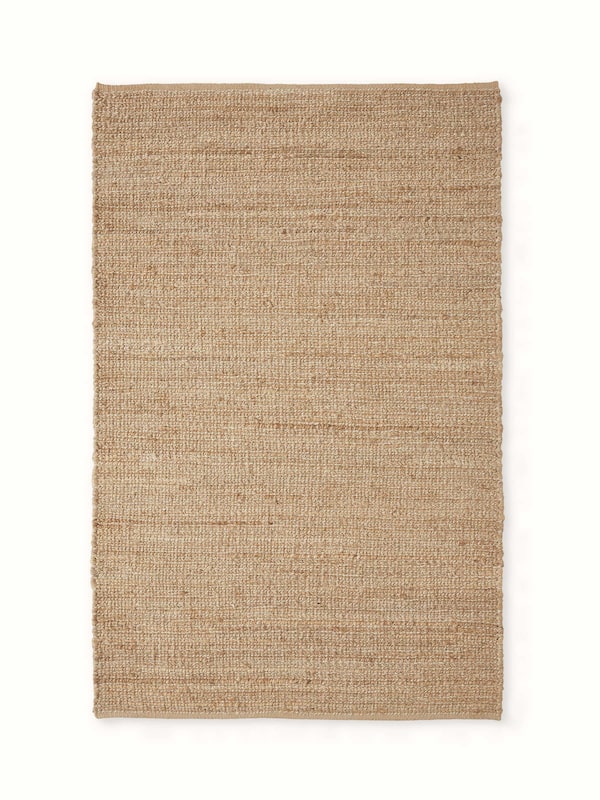 Solid Textured Beige Jute & Wool Natural Fibre Rug (4X6 Ft)