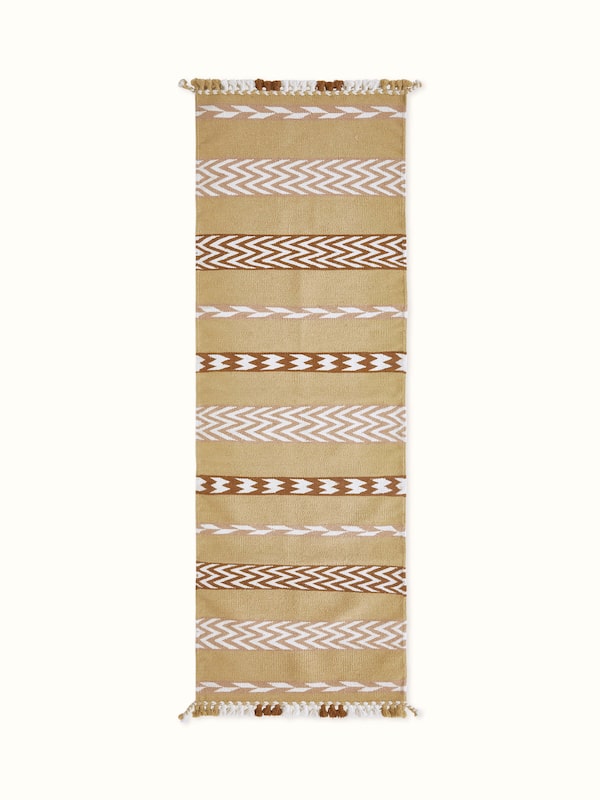 Chevron Stripes Yellow Gujarat Wool Kharad Runner