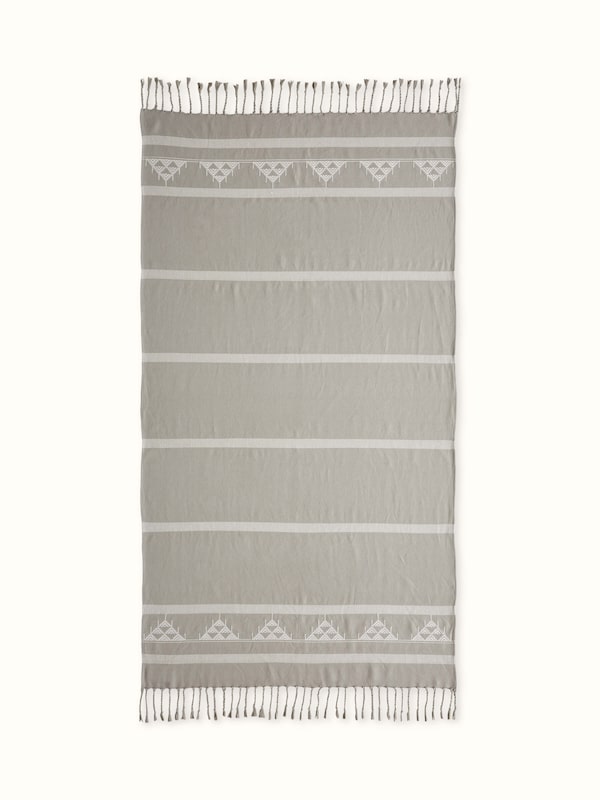 Godna Light Beige Stripe Cotton Handwoven Pattu Throw