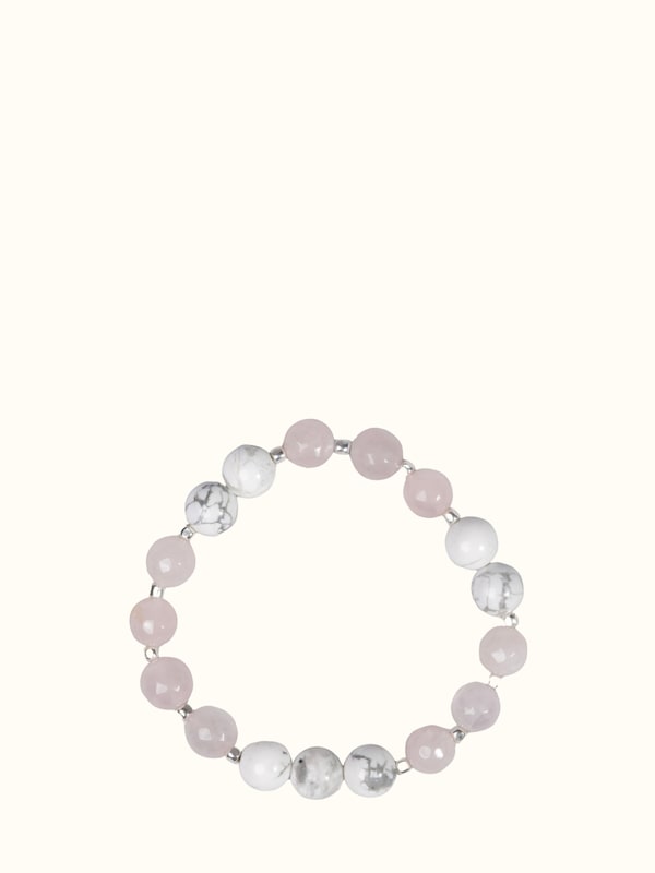Gemstone Rose Quartz & Howlite Bead Silver Bracelet