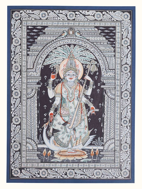 Saraswati Canvas Patachitra Painting