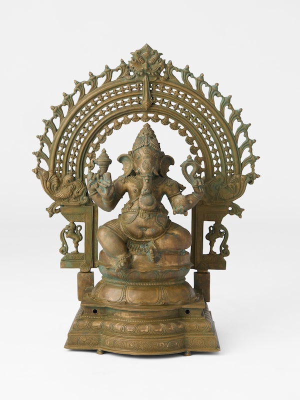 Bronze Sitting Ganesha Prabhavali Idol