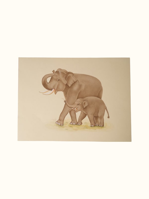 Elephant with Calf Miniature Painting