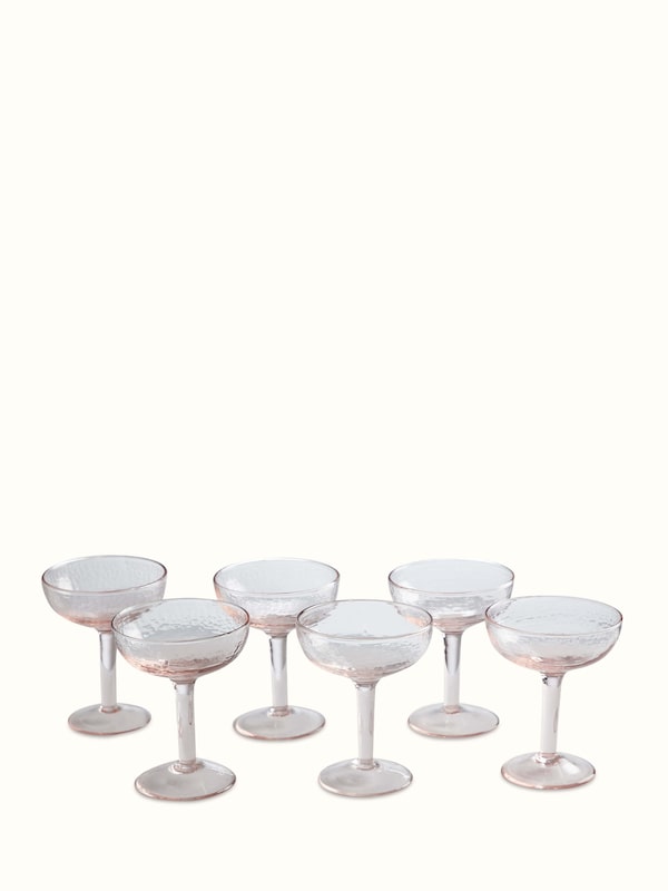 Glass-worked Wine Glasses Pink (6 Pcs)