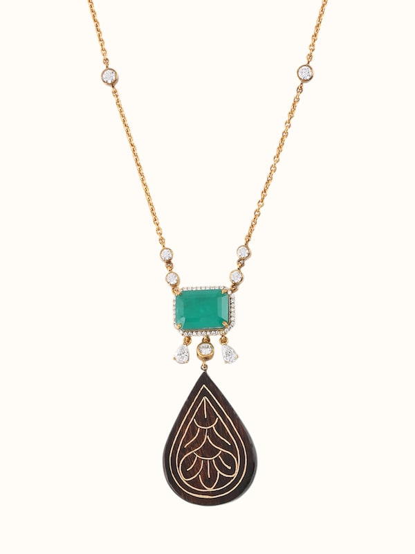 Tarkashi Silver Long Necklace