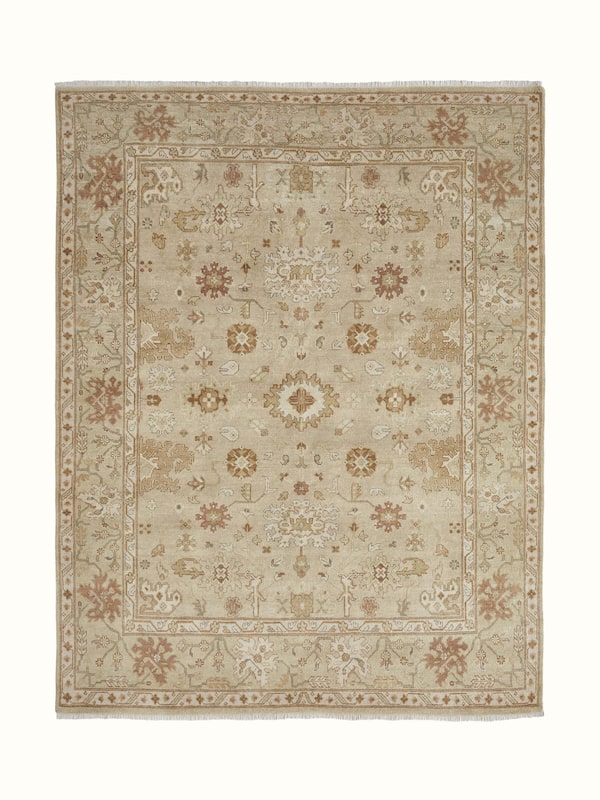 Oushak Traditional Beige Brown Jaipur Wool Hand-knotted Rug