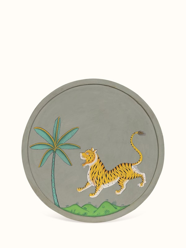 Tiger and Tree Pichwai Painting Wall Plate
