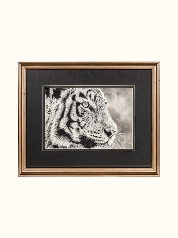 Tiger on Hunt Miniature Painting
