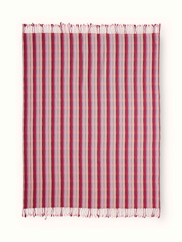 Niketa Raspberry Plaid Cotton Handloom Throw