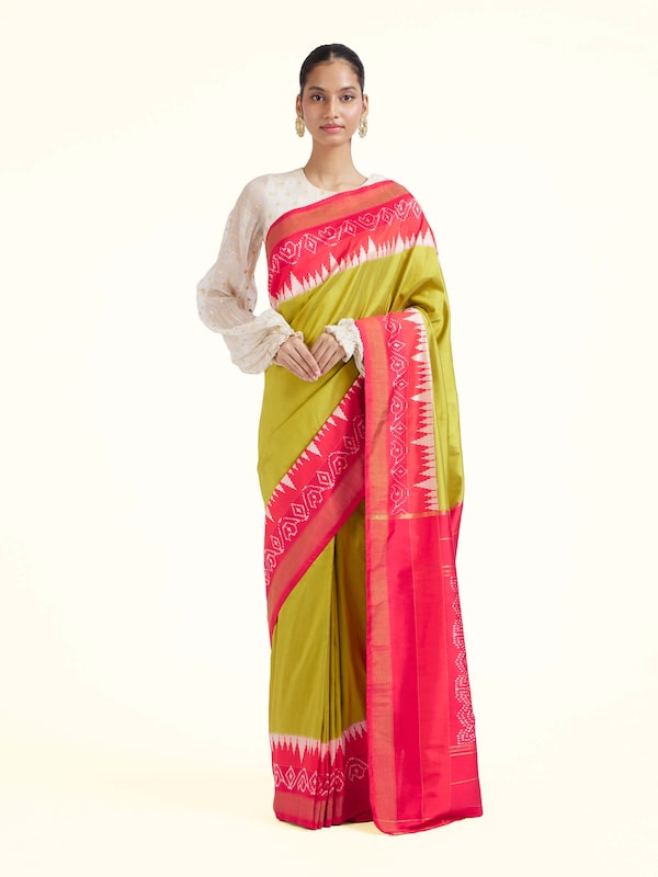 Mustard Pochampally Ikat Handloom Silk Saree