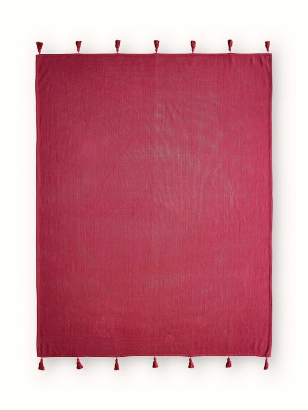 Tavas Magenta Cotton Twill Cotton Handloom Throw