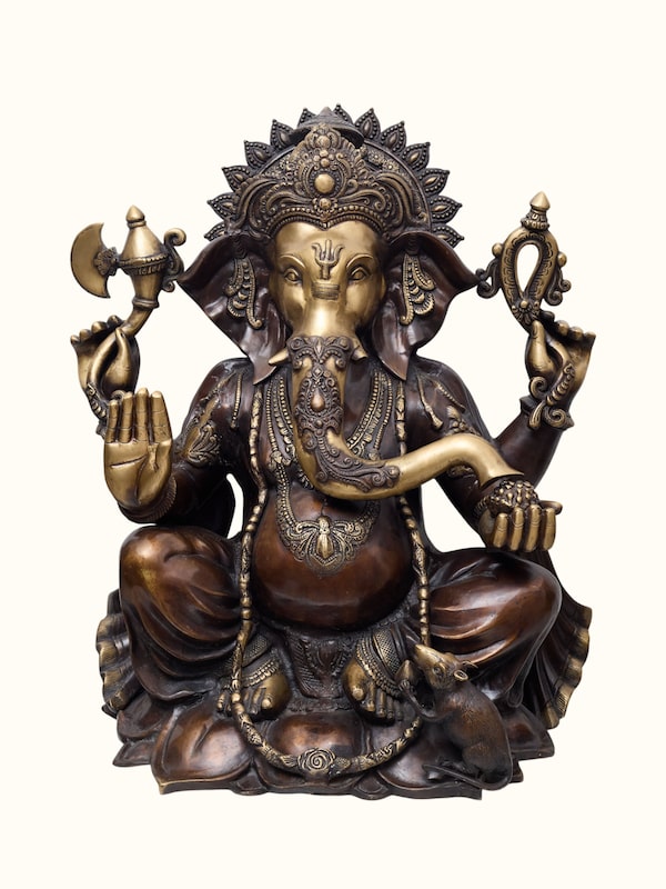 Brass Ganesha Sitting Lotus Idol