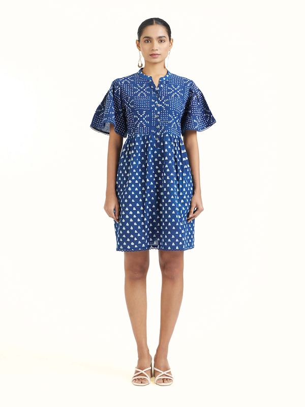 Aarnika Cotton Dabu Block Printed Dress