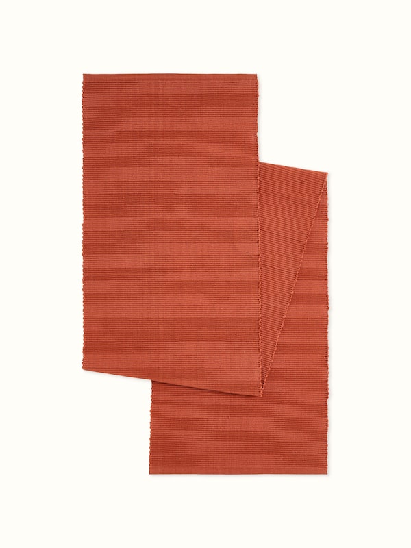 Vastav Rust Solid Handloom Cotton Table Runner (4 Seater)