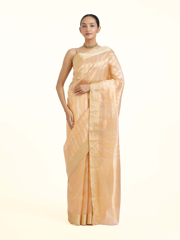 Peach Chanderi Jal Saree