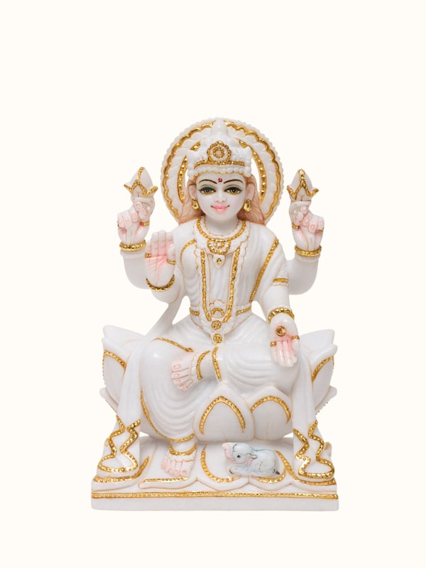 Marble Carved Lakshmi Idol