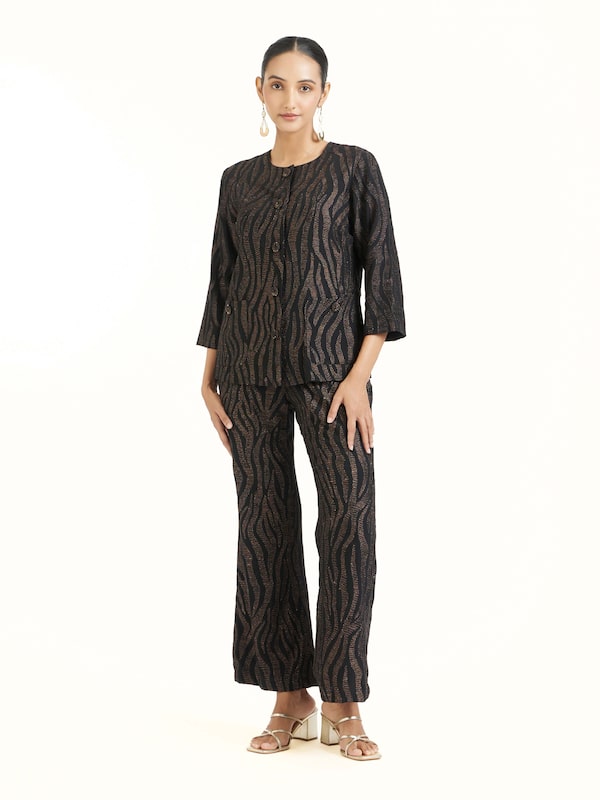 Black Aari Hand Embroidered Pants