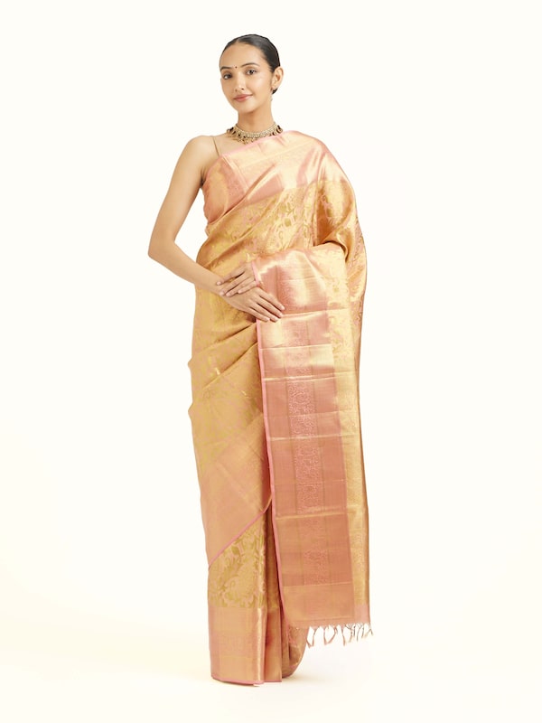 Peach Silk Kancheepuram Saree