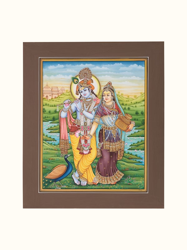 Radha-krishna in Gold Miniature Painting
