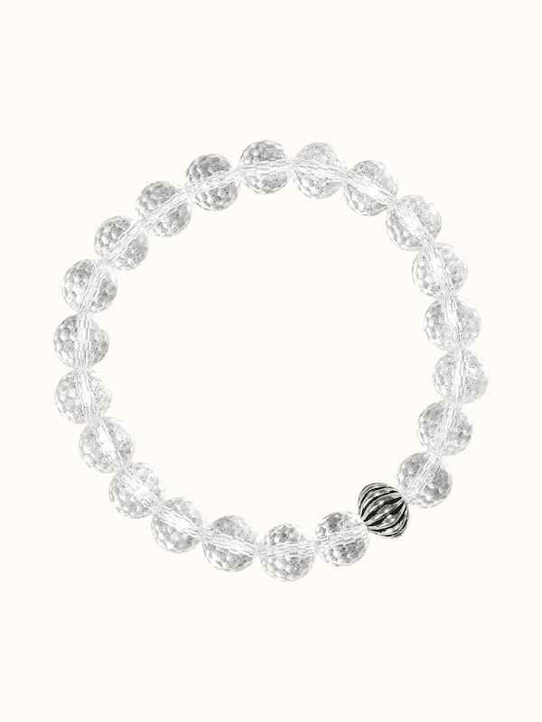 Gemstone Sphatik Bead Silver Bracelet