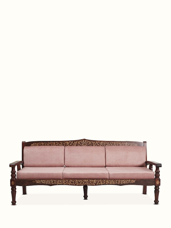 Upholstered Mysore Rosewood Inlay 3-seater Sofa