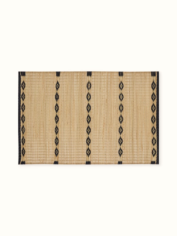 Prakriti Black Stripe Natural Fibre Madurkathi Table Mats (6 Pcs)