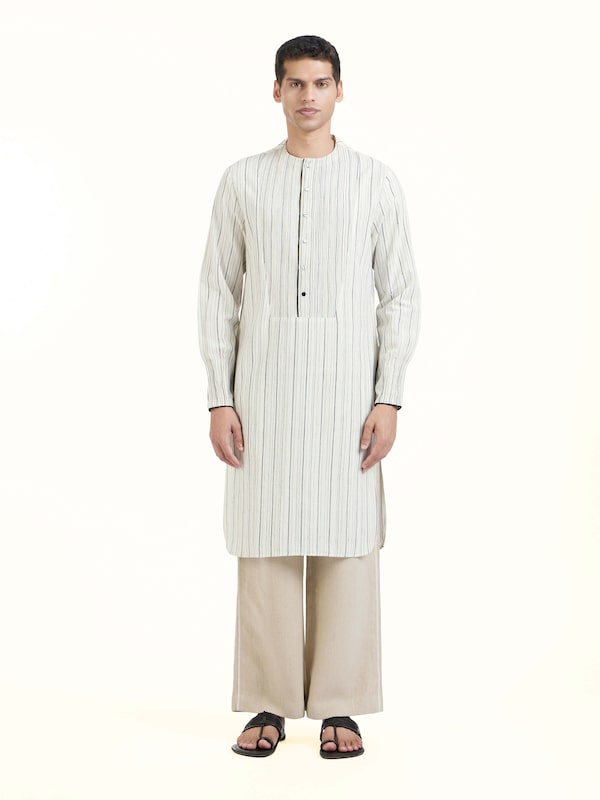 Ivory Silk Handloom Kurta
