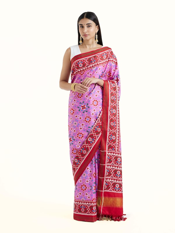 Pink Silk Patola Saree