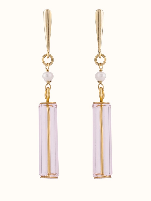 Silver Flame Glass Drop Earrings